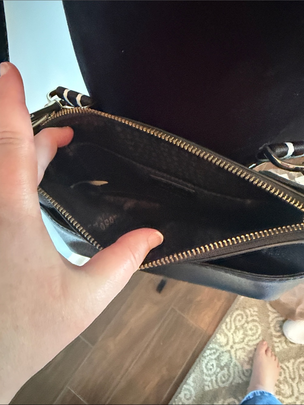 kate spade Black Pebbled Leather Crossbody with Striped Strap and Coin Pouch - Picture 5 of 5